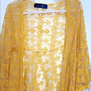 Yellow Mesh Cardigan